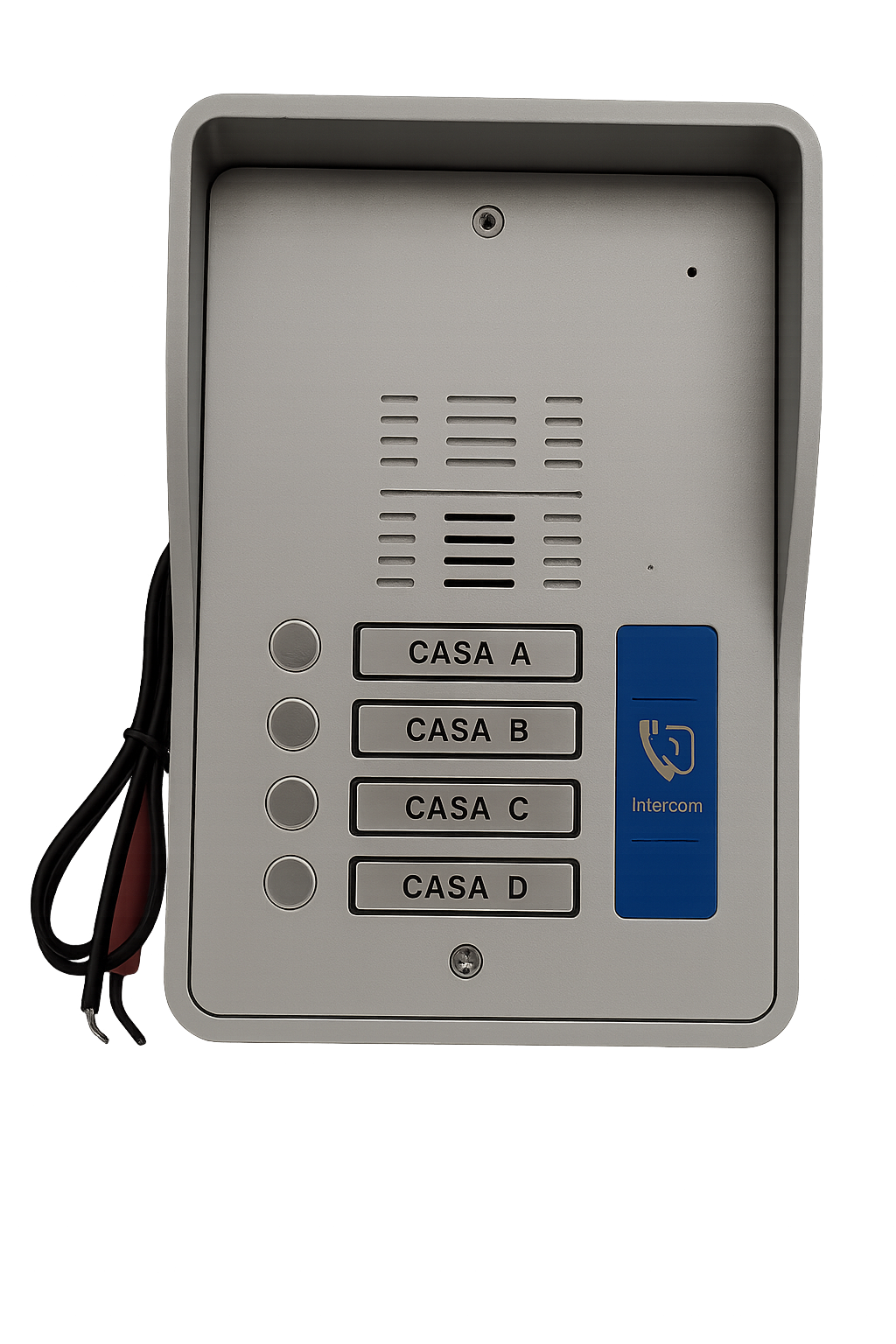 Vista frontal del intercomunicador con 8 botones