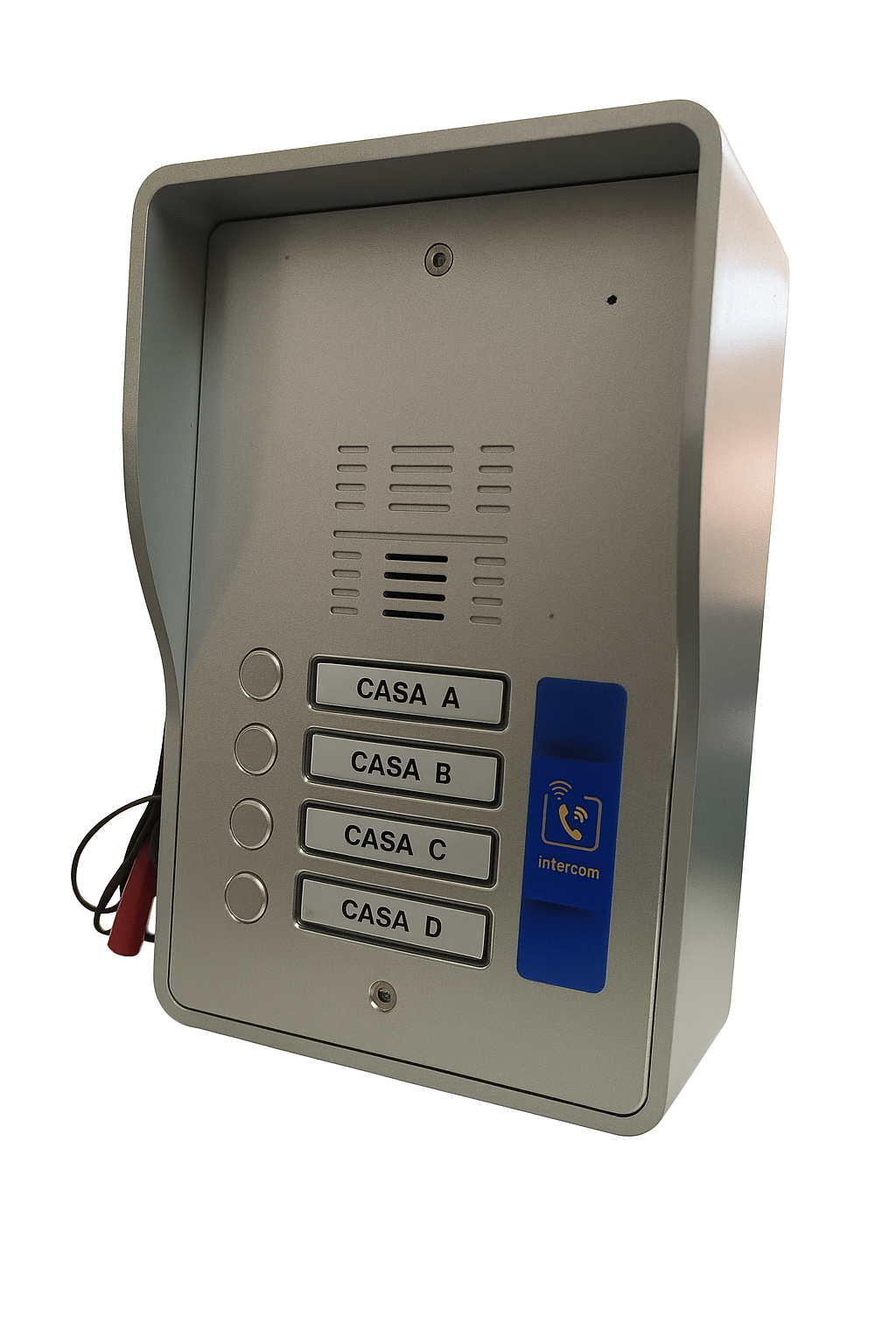 Detalle de construcción en aluminio del citófono